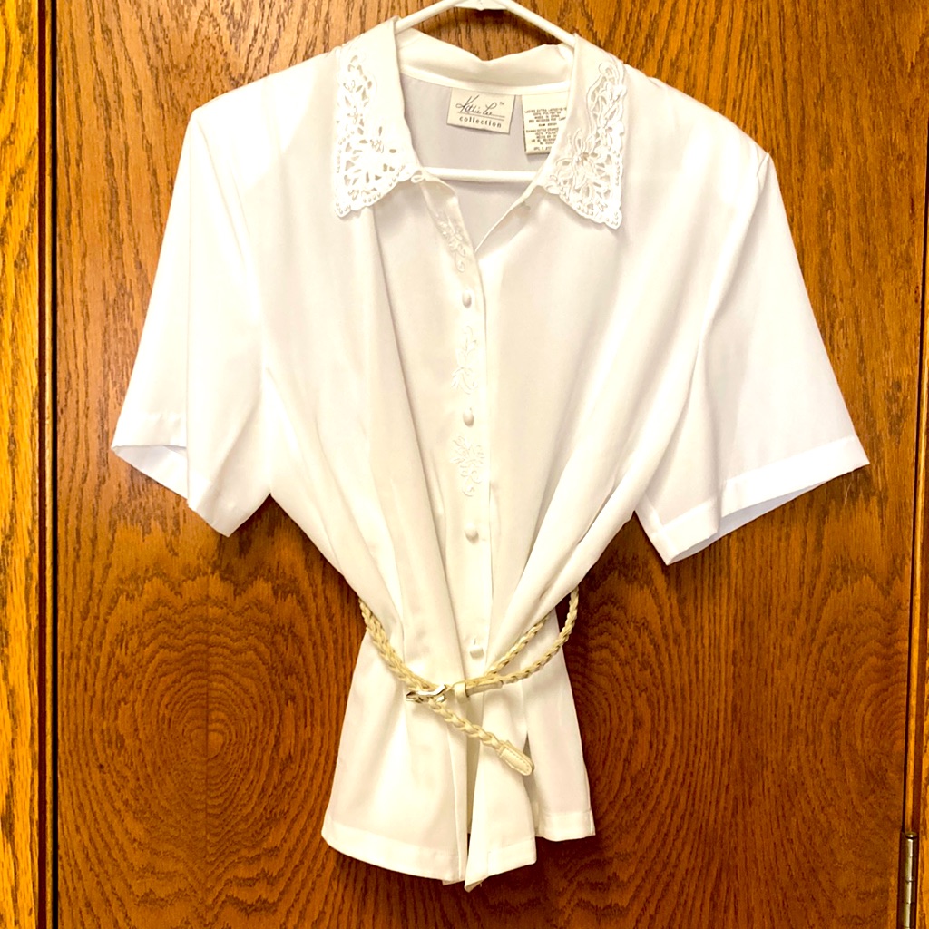 White Collared Button Down Blouse